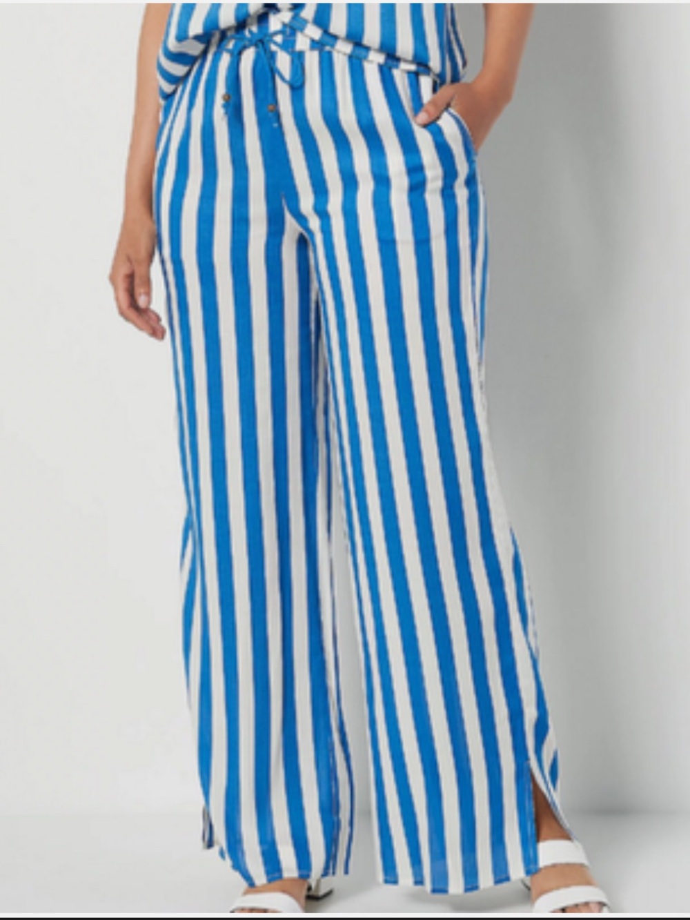 Candace Cameron Bure Blue and White Striped Ankle Pants NWOT 5X